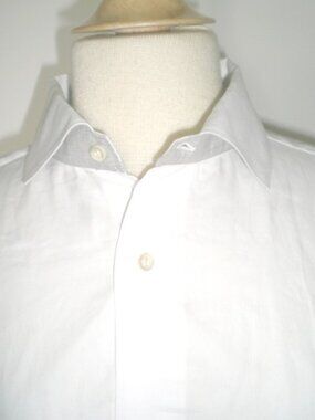 ANGELO NARDELLI  Italy white 100% cotton contrast  collar dress shirt L